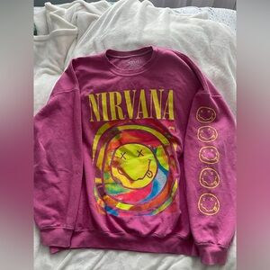 NIRVANA Pink Sweatshirt with Yellow Graphic